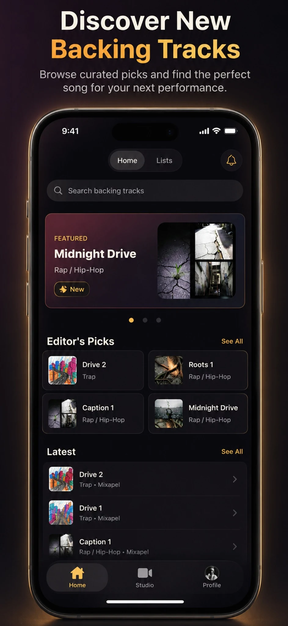 Discover new backing tracks