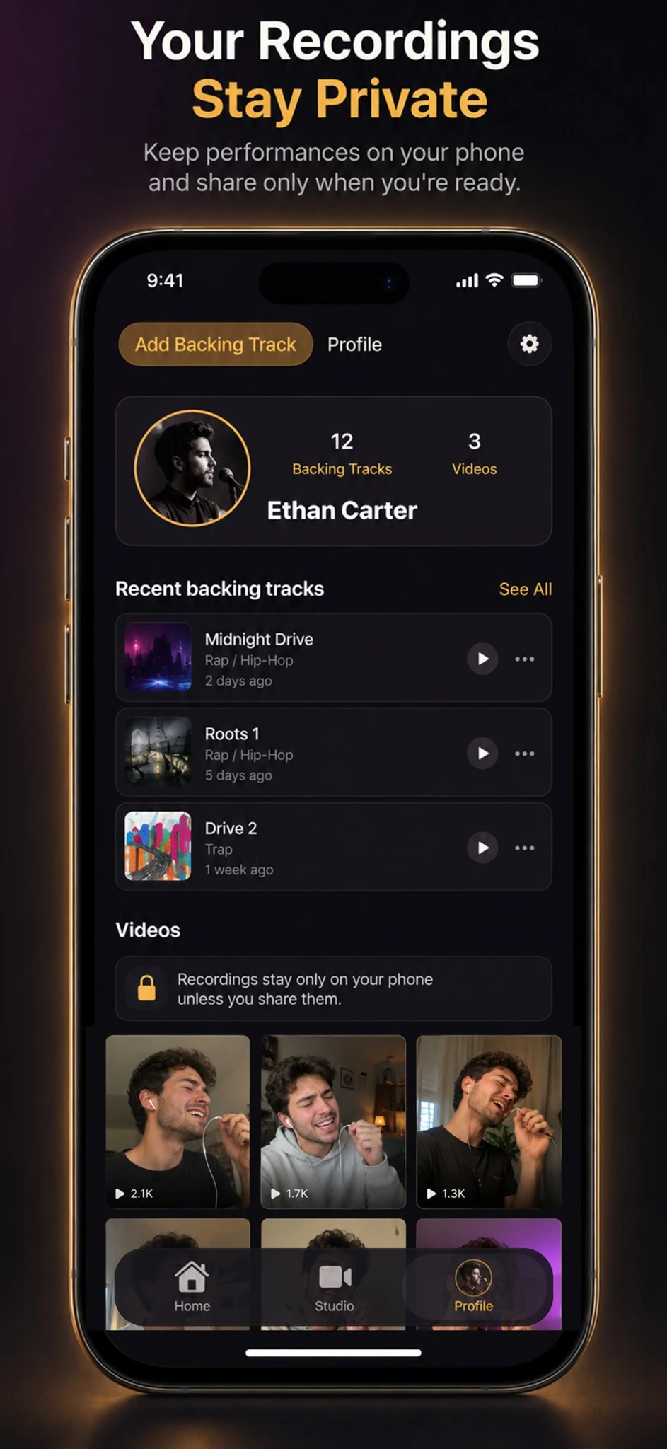 Private recordings and profile