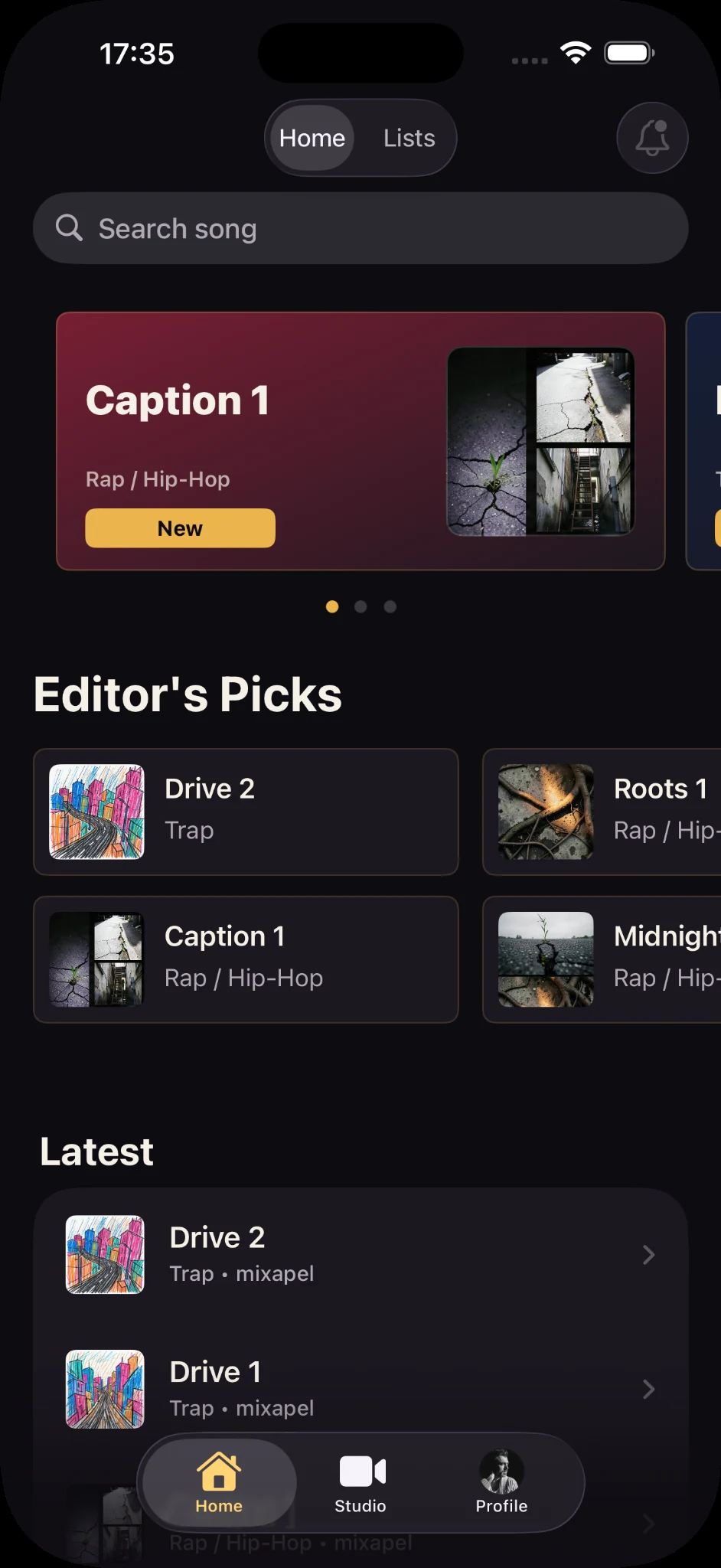 Mixapel home screen
