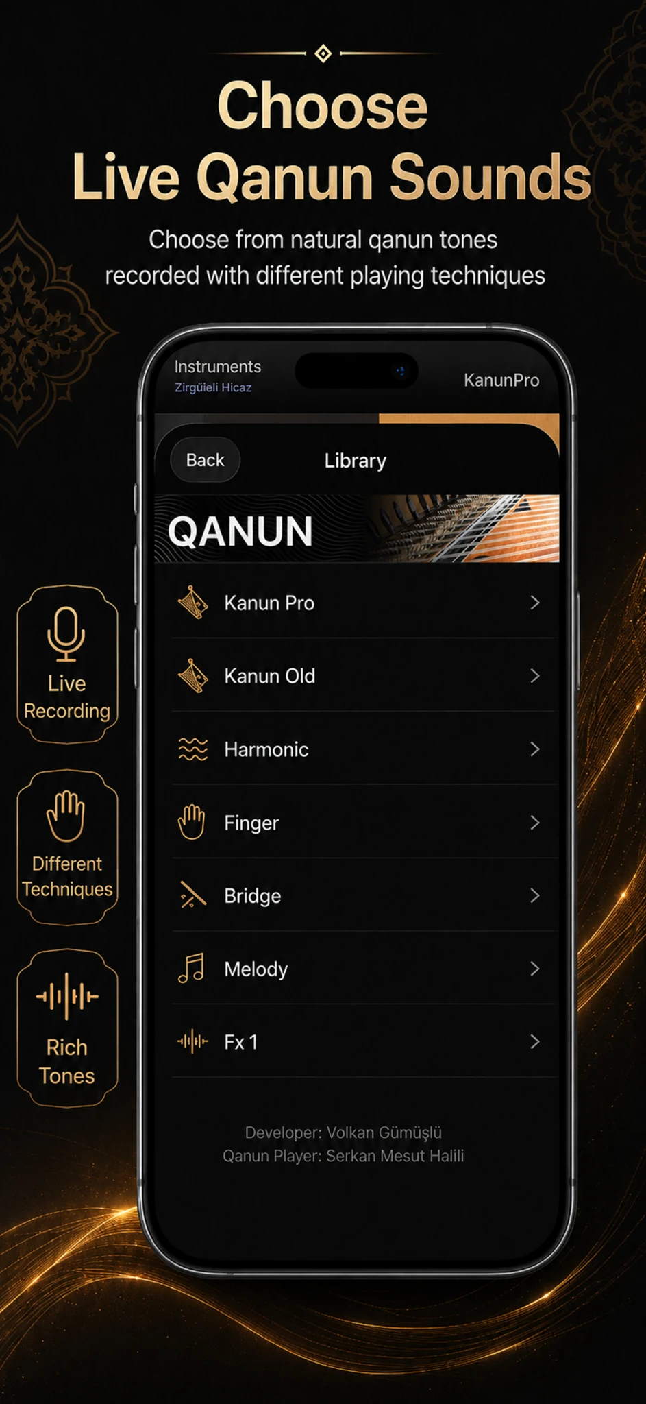 Choose live qanun sounds in KanunPro